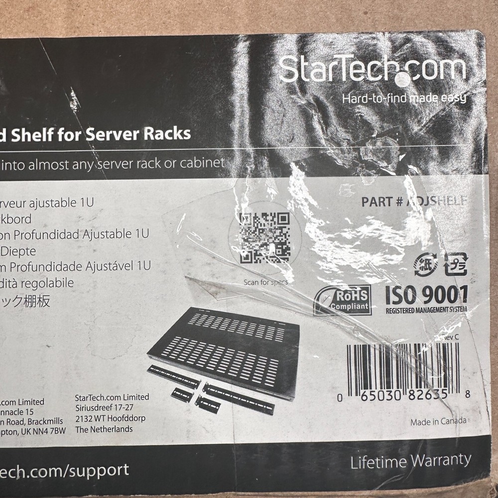 StarTech.com 1U Adjustable Mounting Depth Vented Rack Mount Shelf - Heavy Duty