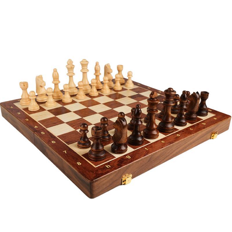 Classic Wooden Chess Set – Handcrafted Walnut Pieces & Foldable Board