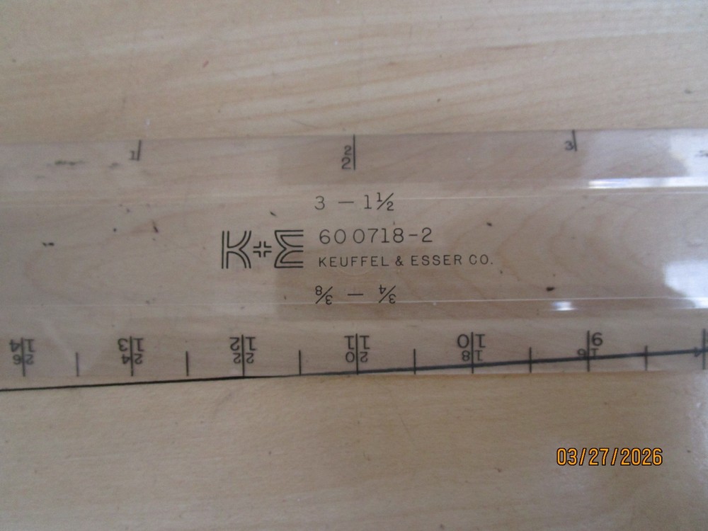 Vintage Keuffel & Esser K E 600718-2 Architectural Drafting Ruler