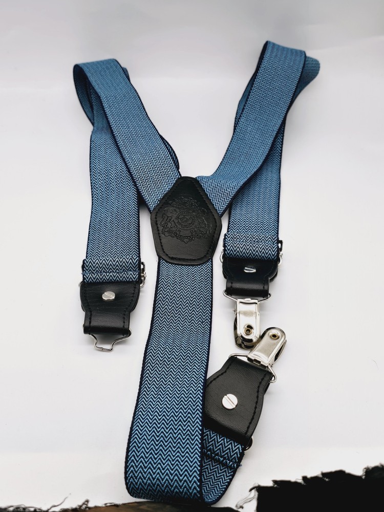 English Laundry Solid with Subtle Texture Stretch Suspenders. Teal & Black
