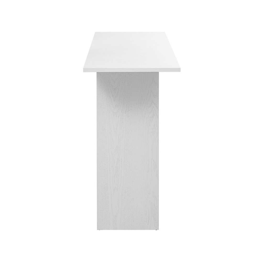 Modern Curved Ash Veneer Console Table with Shelf for Entryway Hallway
