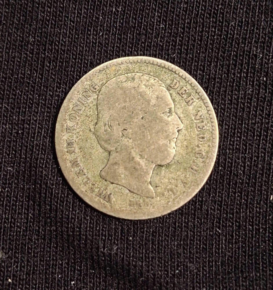 NETHERLANDS- 1850 SILVER 25 CENTS-SCARCE DATE/TYPE!
