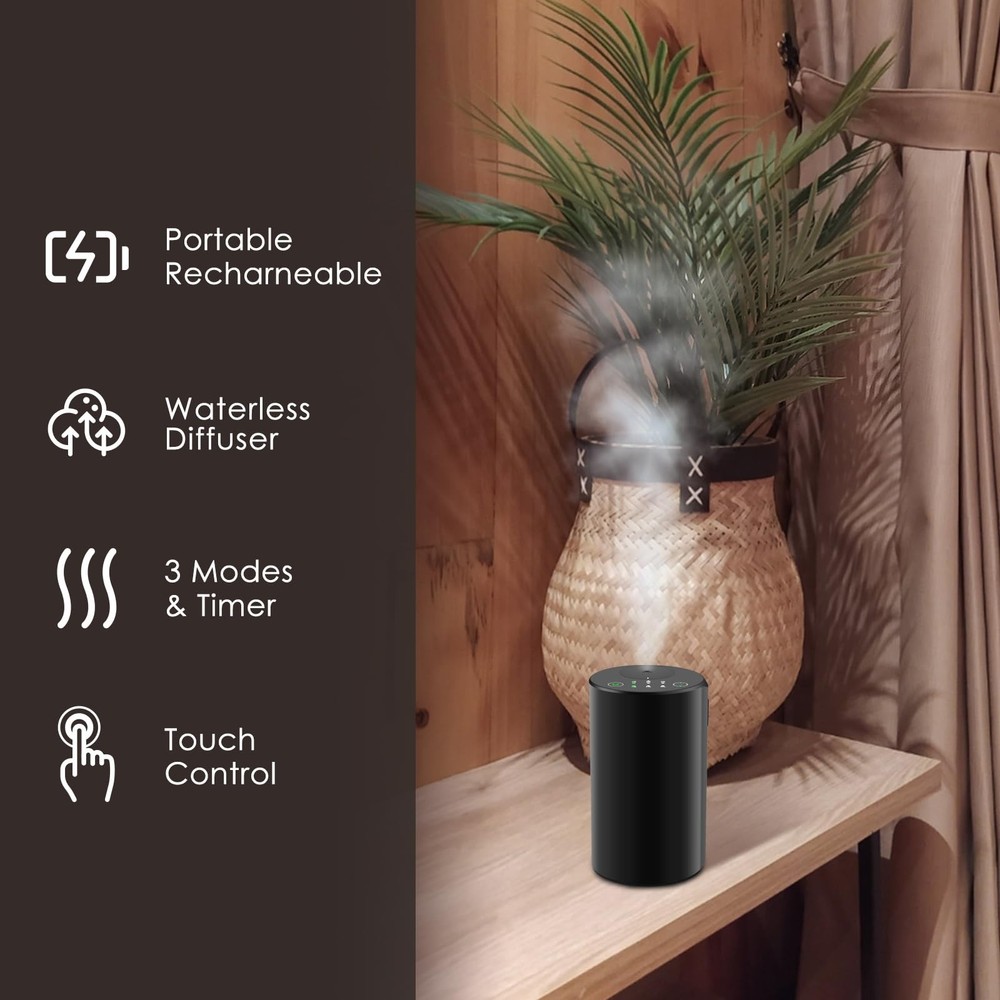 Waterless Essential Oil Diffuser, Battery Powered Mini Scent Air Ma... Fast Ship