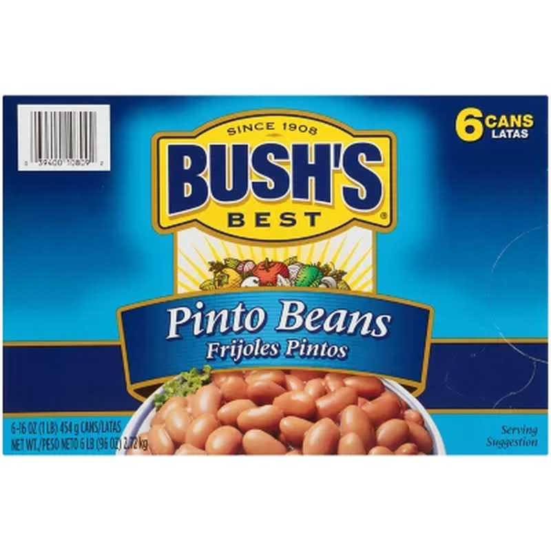 Bush's Pinto Beans, 16 oz. - 6 Pack - Nutritious & Savory