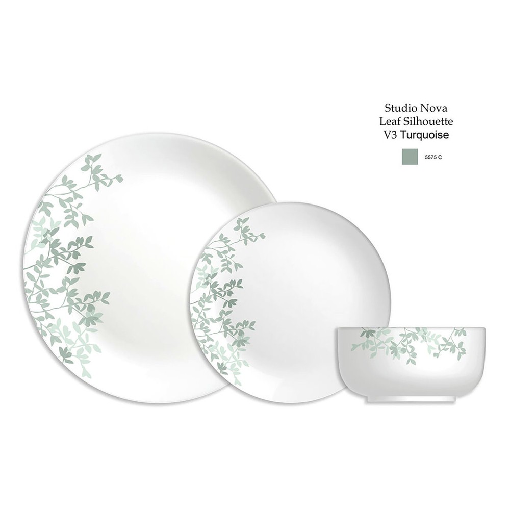 12-Piece Porcelain Dinnerware Set Moonlit Leaves Pattern