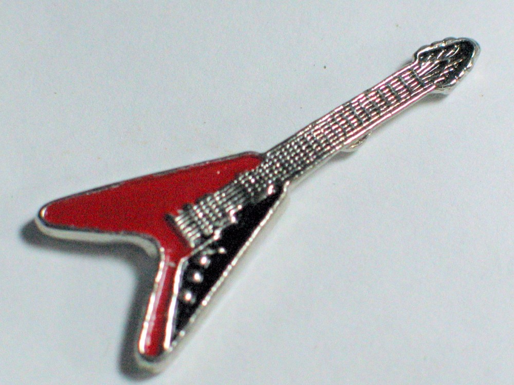 Guitar Pin , V Guitar Lapel Pin (Red) *