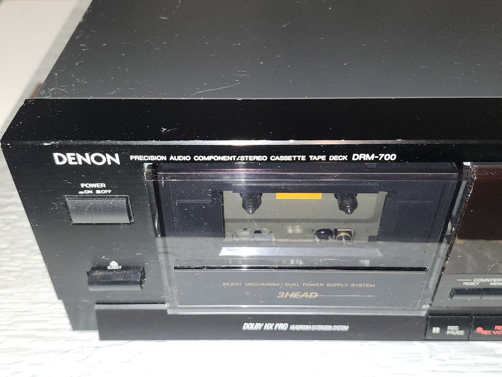 Denon DRM-700 Stereo Cassette Deck - *MISSING REWIND BUTTON, but WORKS NICELY
