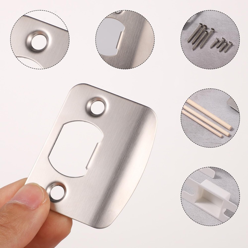 1 Set Door Strike Plate, Standard Latch Restorer Striker Medium, Silver