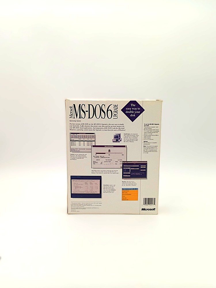 Microsoft MS-DOS 6.0 Operating System Upgrade Original Box and Docs No Disks