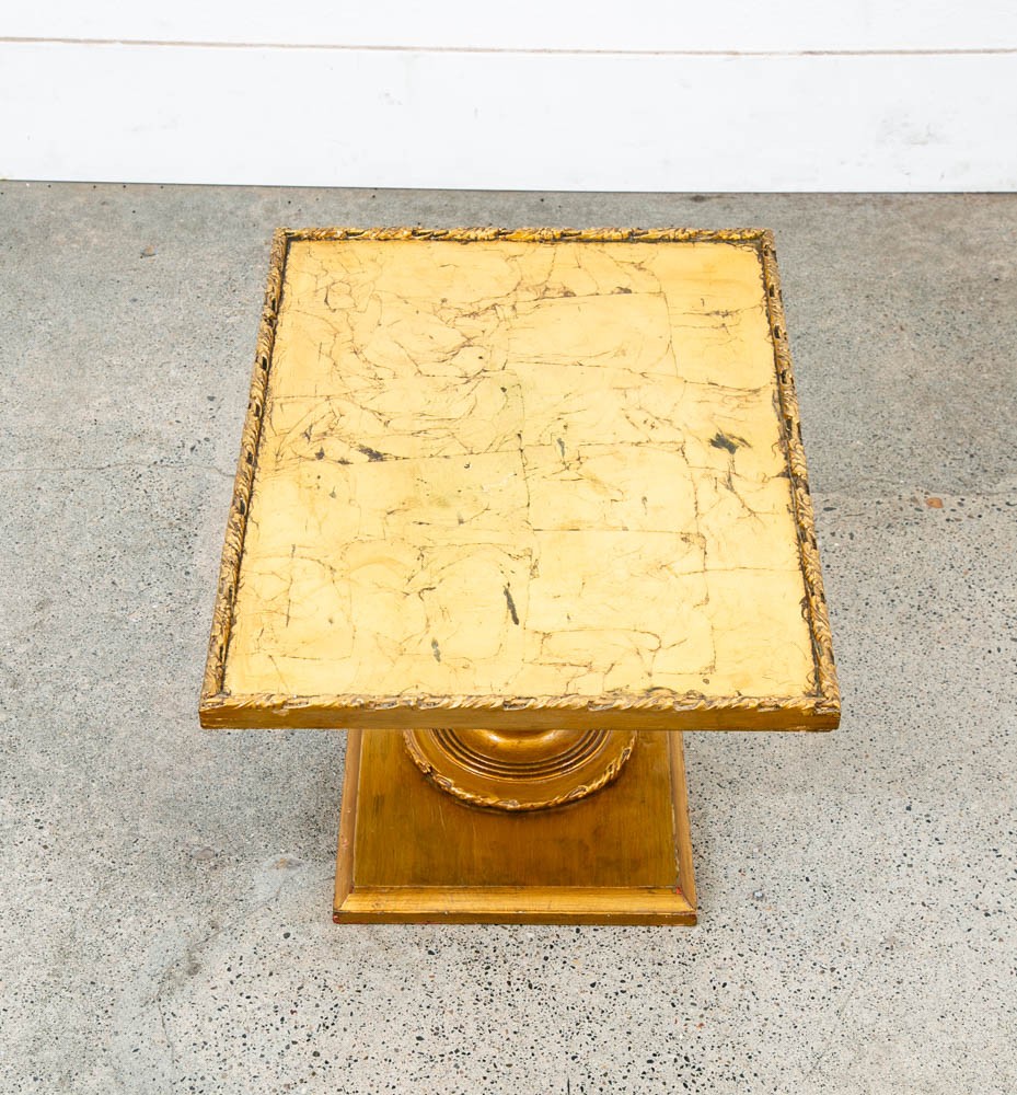 Mid Century Modern Side Table End Rectangular Hollywood Regency Gold 1970s 70s