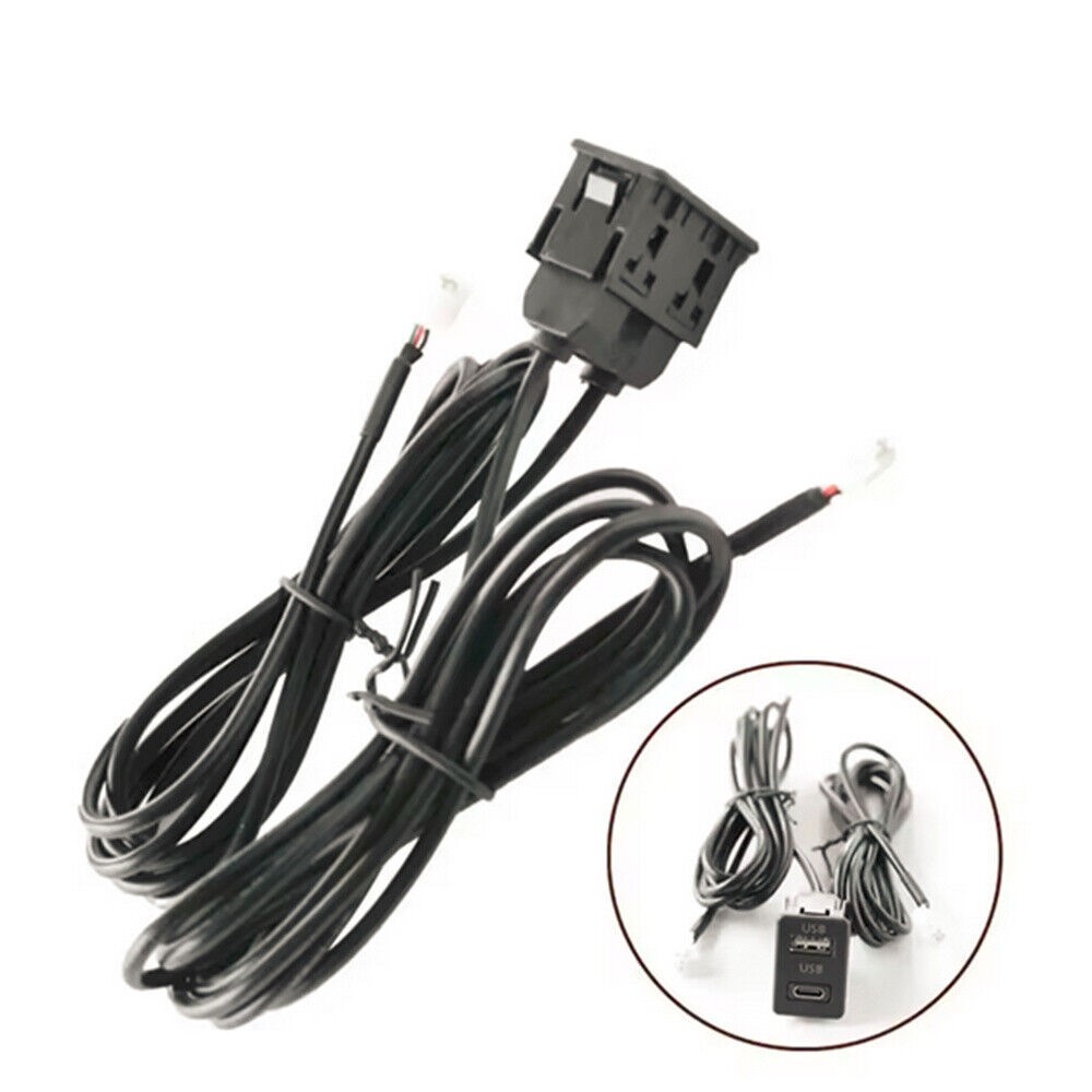 Car Interface Extension Cable Adapter Dual USB Port Socket Outlet Panel 145M