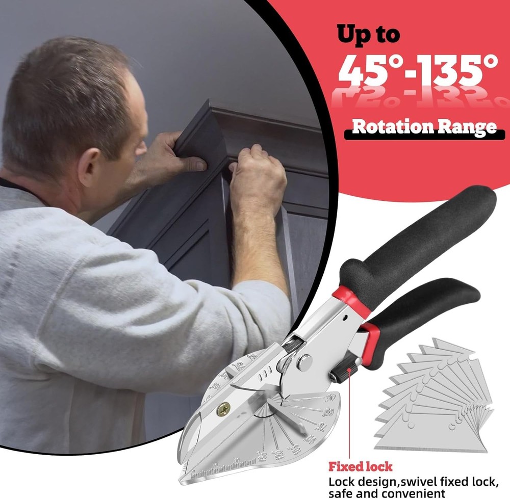 Adjustable Miter Shear for DIY Projects - Precision Cuts with 10 Sharp Blades