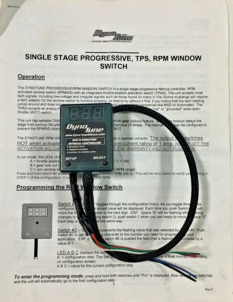 DynoTune Single Stage Progressive Nitrous Controller - TPS & RPM Window Switch