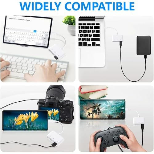 USB C SD Card Reader for iPhone 15 iPad Mac 3 in 1 USB-C Memory Trail Camera...