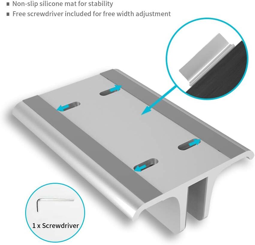 Vaydeer Vertical Laptop Stand Holder Adjustable Desktop Notebook Dock Silver