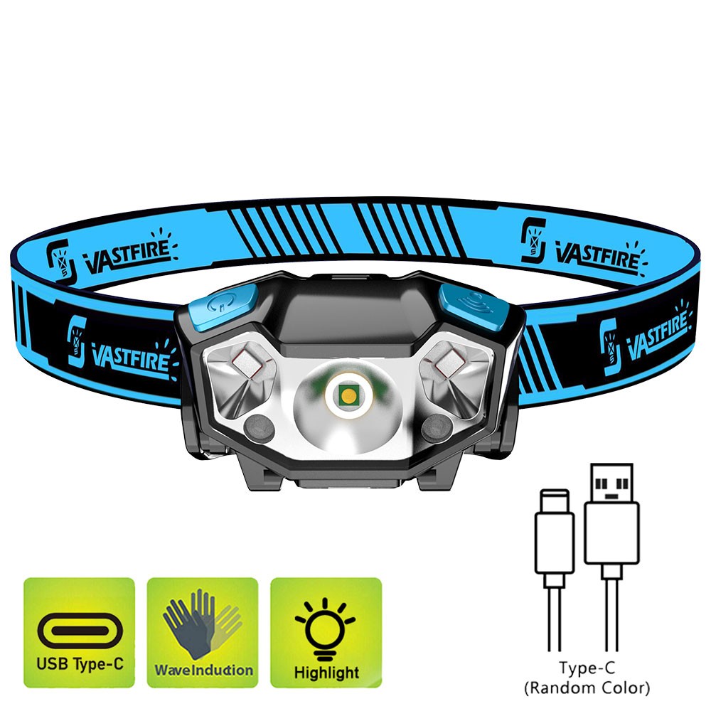Mini Strong Sensor LED Headlamp Head Torch Wave Light USB Rechargeable Lamp