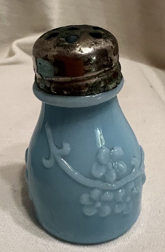 Victorian EAPG Blue Milk Glass Shaker Floral Pattern