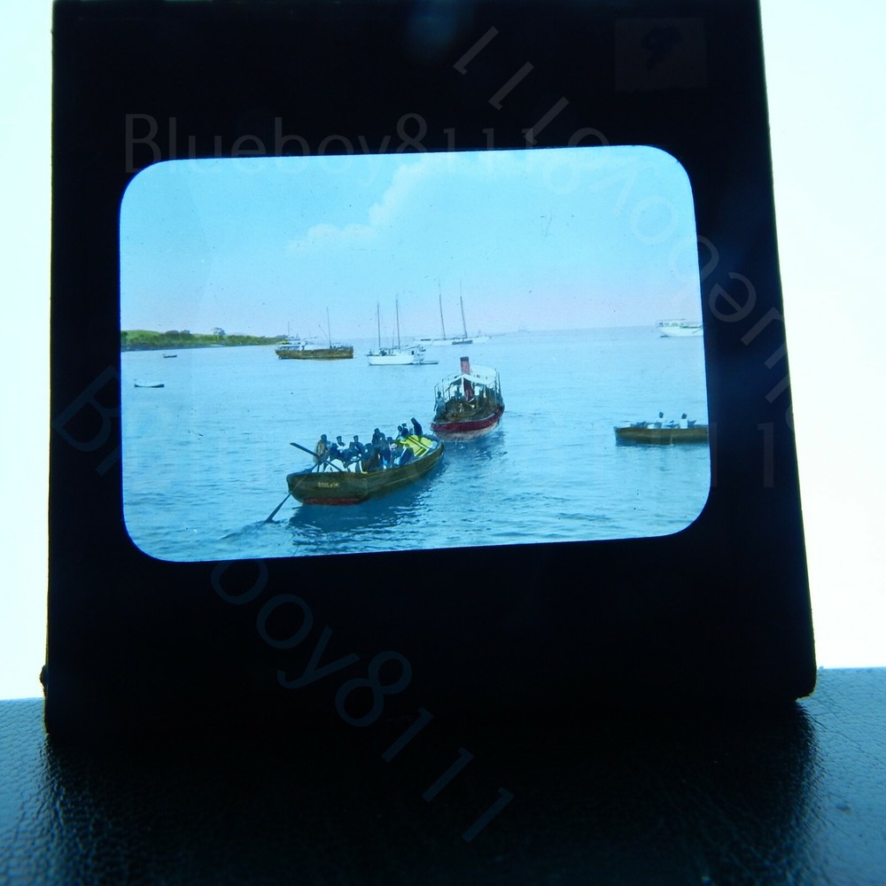 West africa small boats at the coast magic lantern