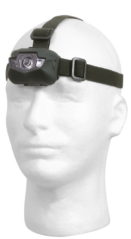 Rothco 5 Bulb LED Headlamp - 3 Stage Light - Olive Drab Head Strap Flashlight