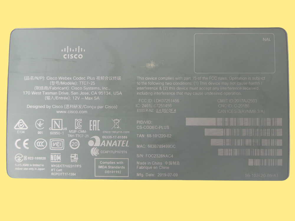 CISCO TTC7-25 WebEx Codec Plus - Free Shipping