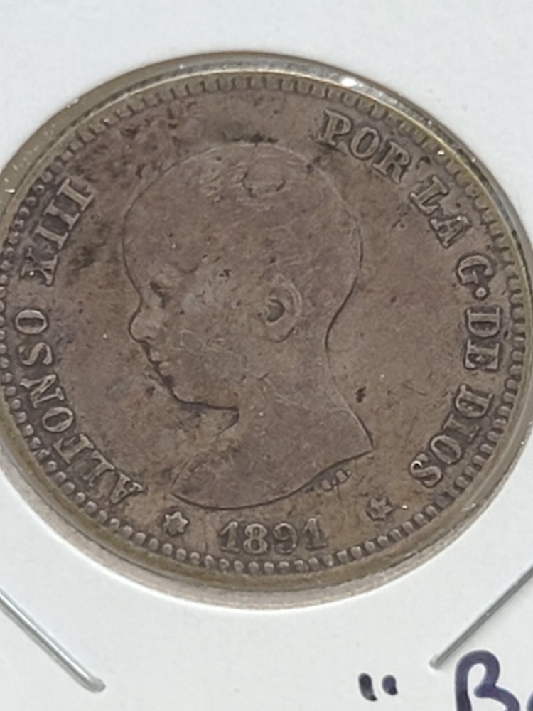 1891 SPAIN SILVER ONE PESETA