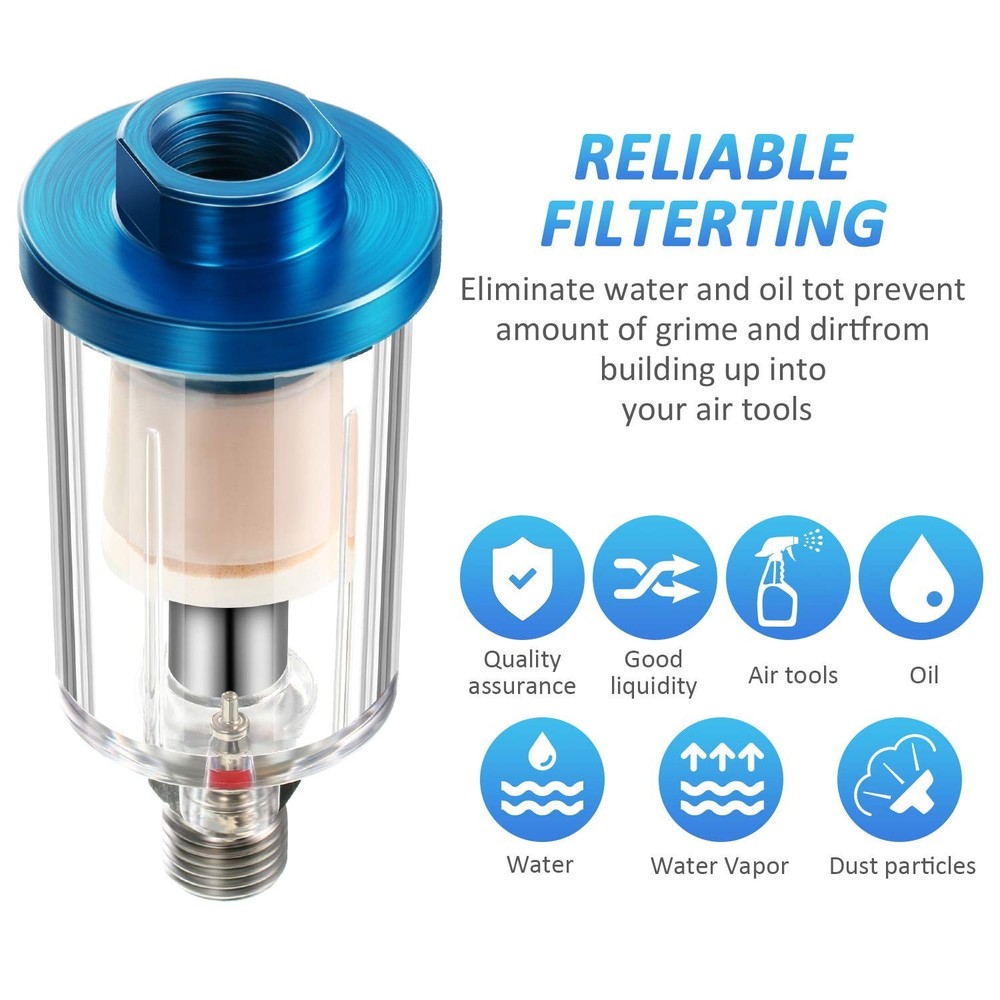 3 Pcs Compressed Air Filter Moisture Separator for Airbrush & Compressor Setup