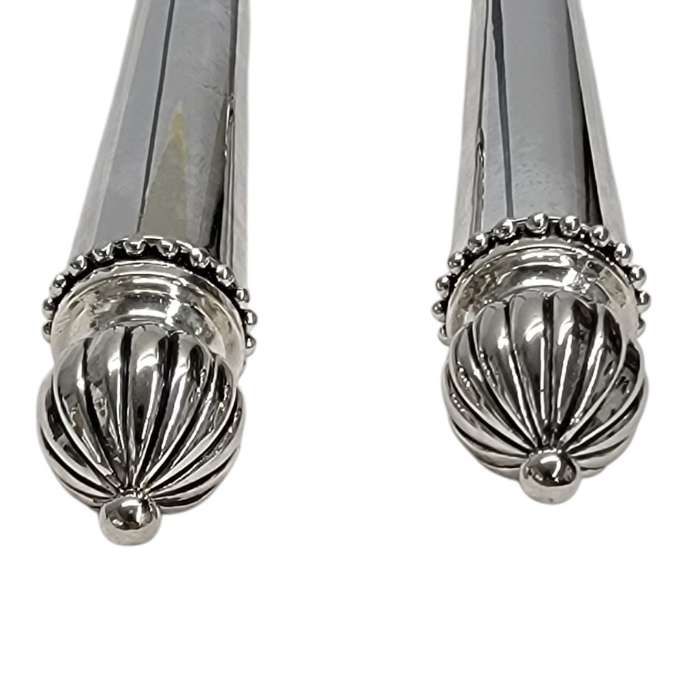 Godinger Silver Plate Wedding Cake Knife and Server Set Beaded Melon Finials