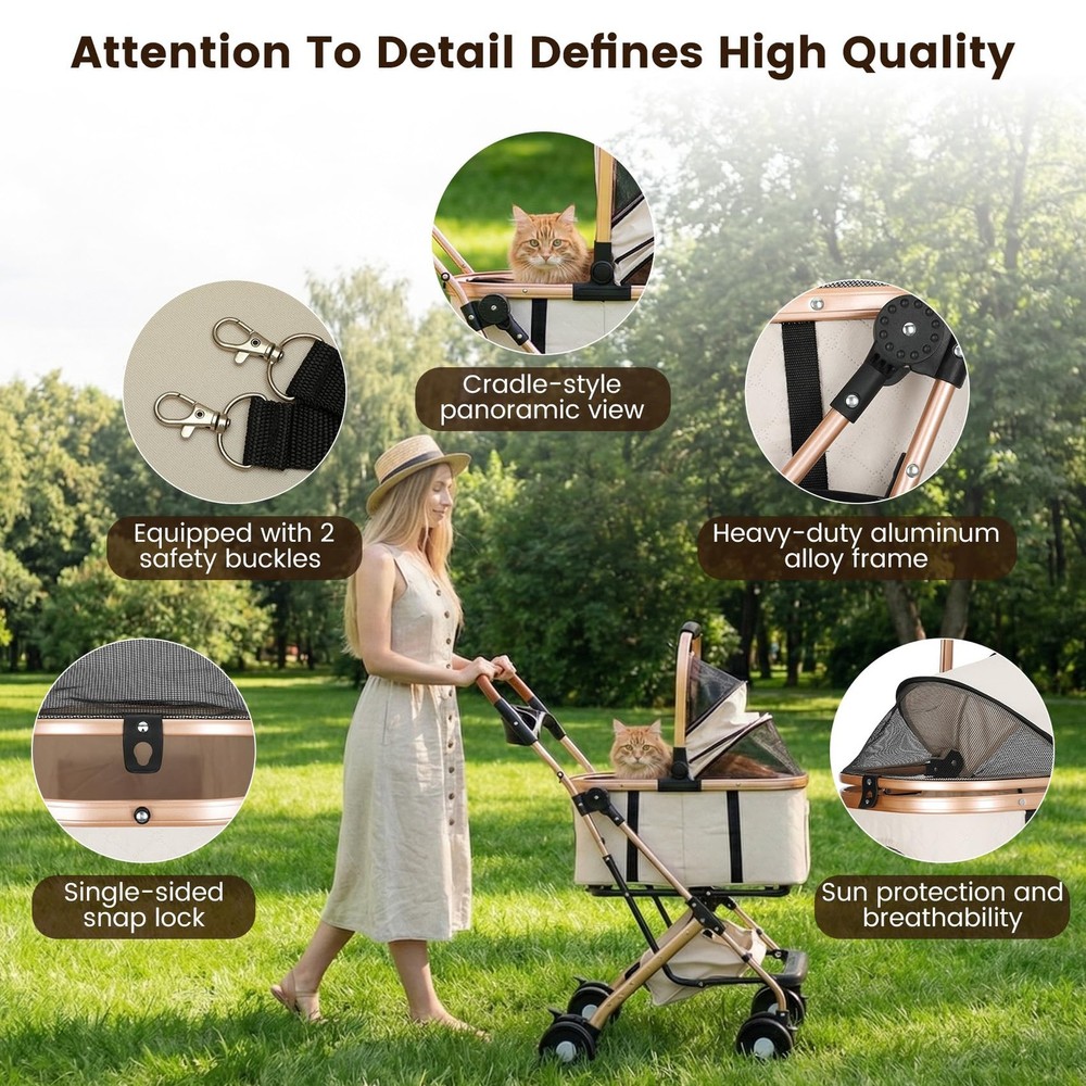 Dog Stroller for Small & Medium Dogs & Cats, Foldable Pet Stroller Wagon Carr...