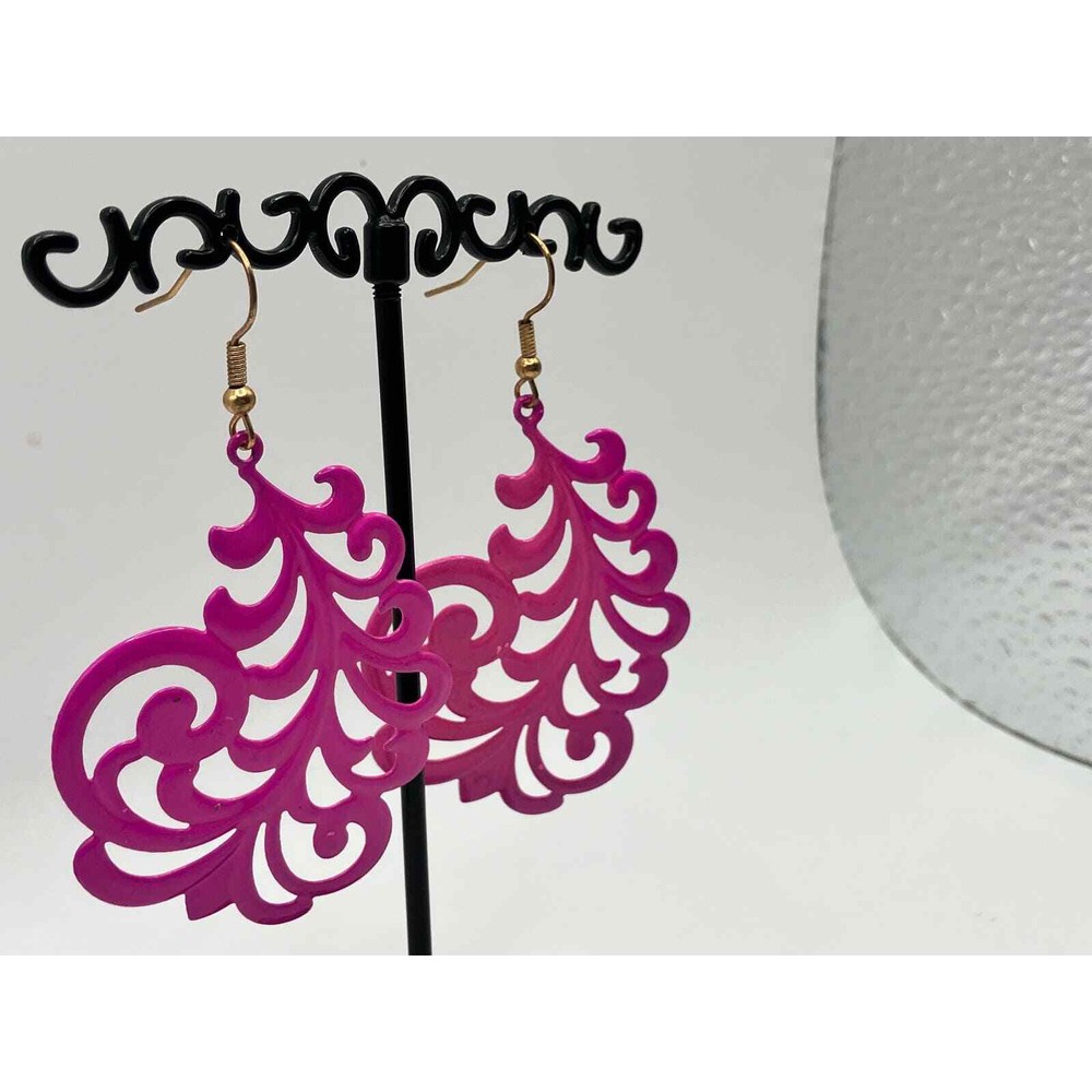Fuchsia Large Victorian Wing Dangle Earrings!