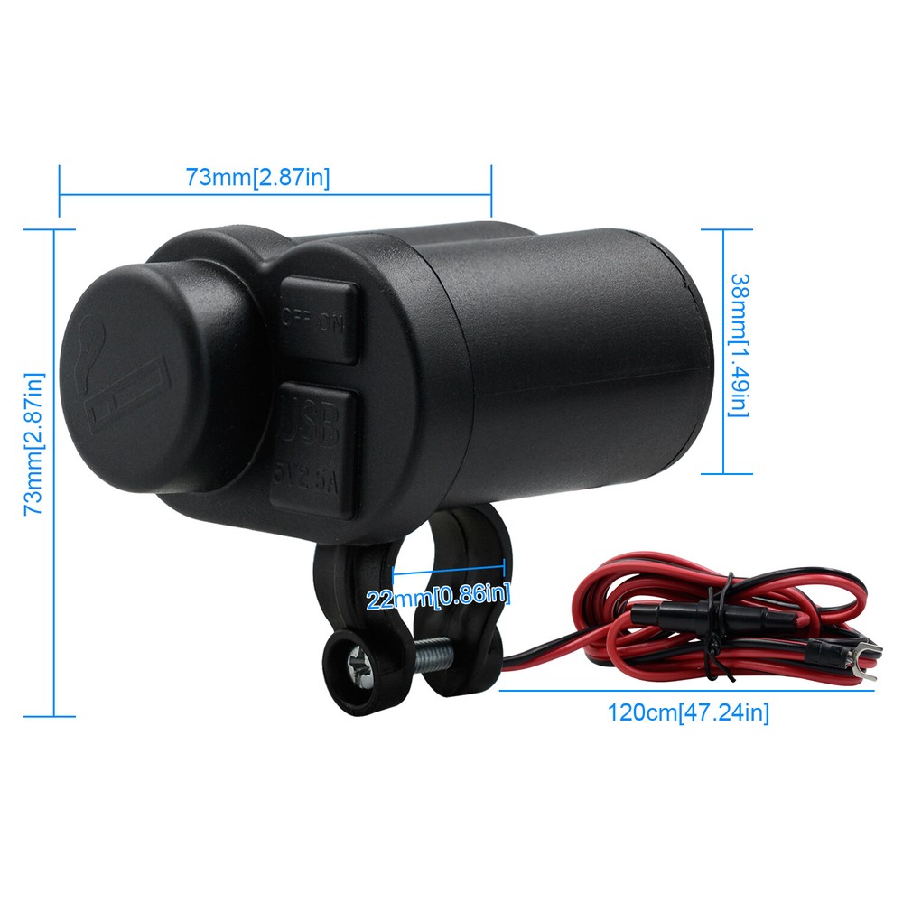 Motorcycle Cigarette Lighter Socket USB Quick Charger Voltmeter Digital Clock