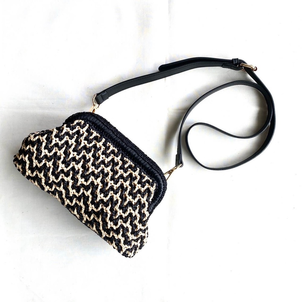 Wide Shoulder Strap (Black) - Cotton Raffia