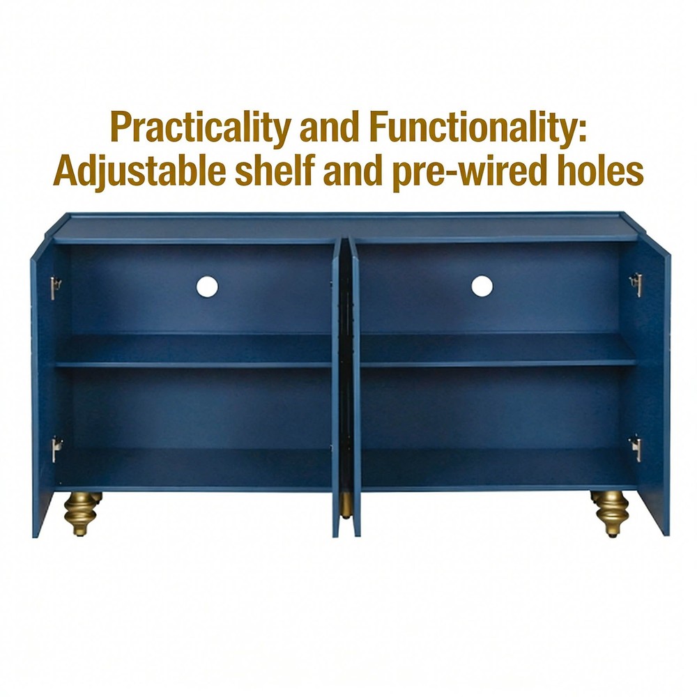 Sideboard with Storage Capacity Features Four Doors Includes Adjustable Shelves