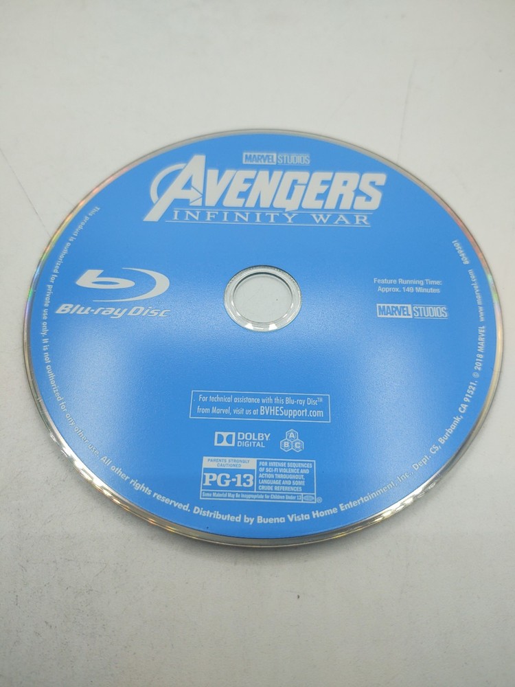 Marvel Studios Avengers: Infinity War Blu-ray PG-13 Marvel Movie Disc