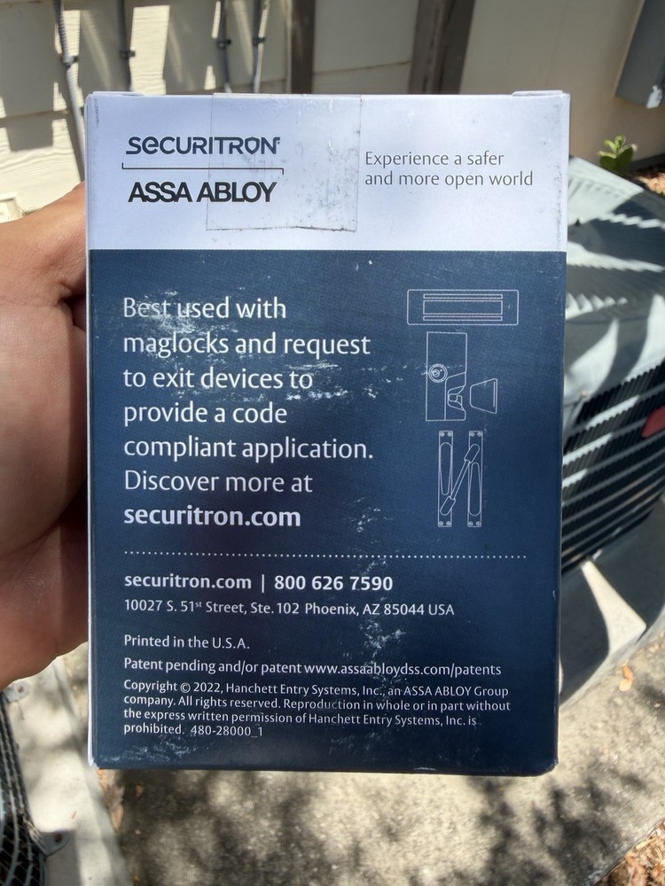 Securitron EEB2 Emergency Exit Button Single Gang Backplate Green/Red Lens Timer