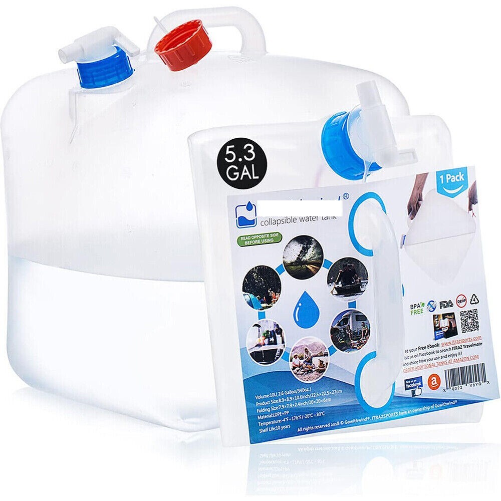 20L Foldable Collapsible Water Container With Spigot Camping Water Storage Jug