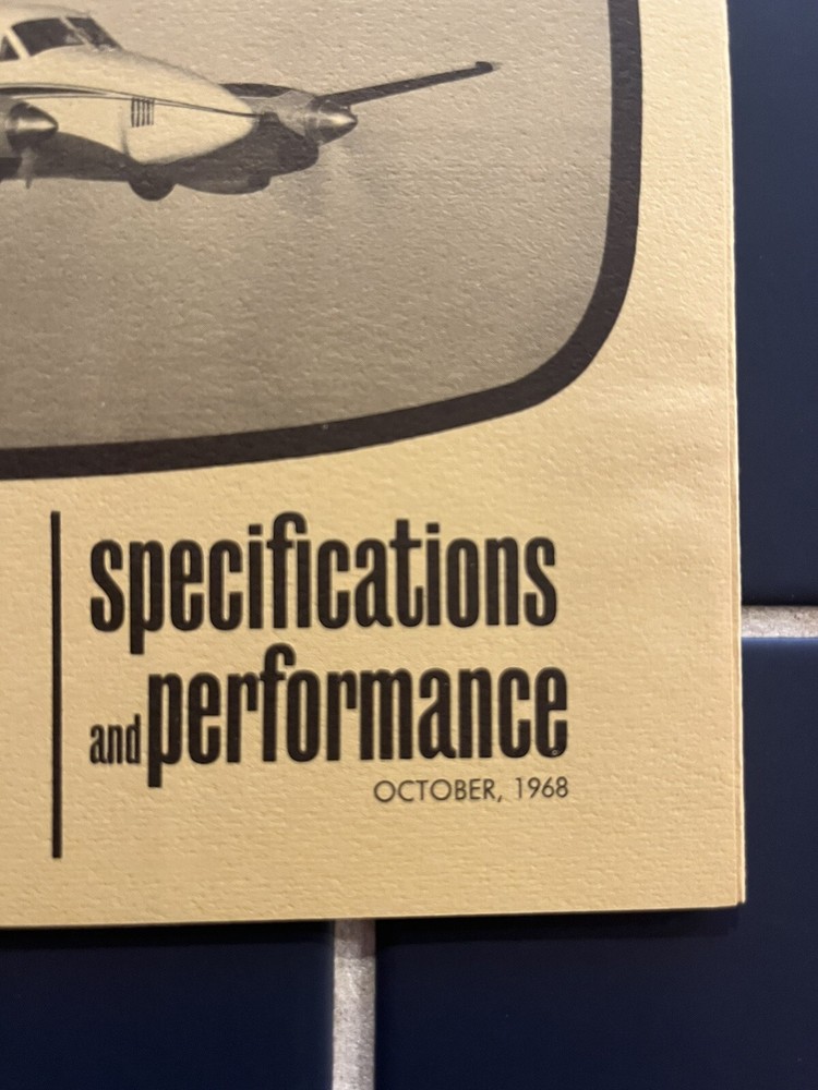 Beechcraft King Air B90 OCT.1968 Specifications & Performance Pamphlet Brochure