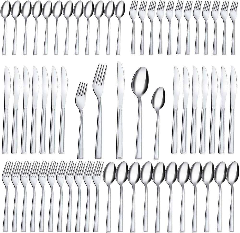 Silverware Set,  60-Piece Silverware Set for 12, Stainless Steel Flatware Set...