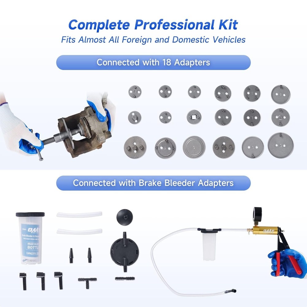 Durable 2-in-1 Brake Maintenance Tool with Compression & Vacuum Pump Features