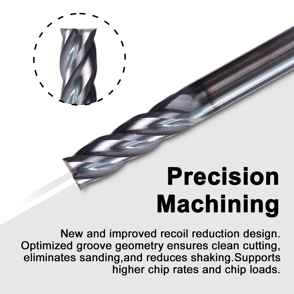 5pack 4 Flute Solid Carbide 3/16" x 5/8" x 2" Long End Mill - AlTiN Coated