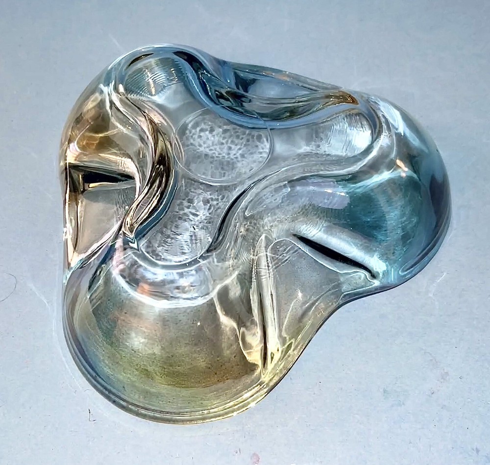 Iridescent Blue Dichromatic Glass Nut Candy Dish