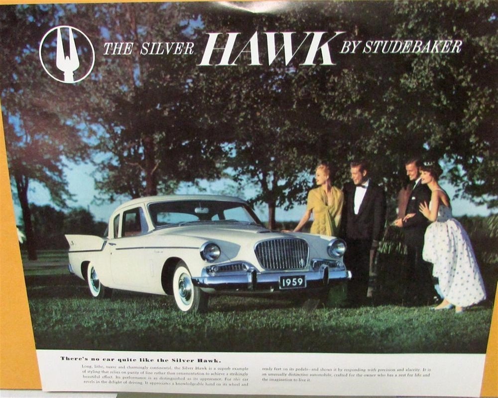 1959 Studebaker Silver Hawk Color Data Sheet Original