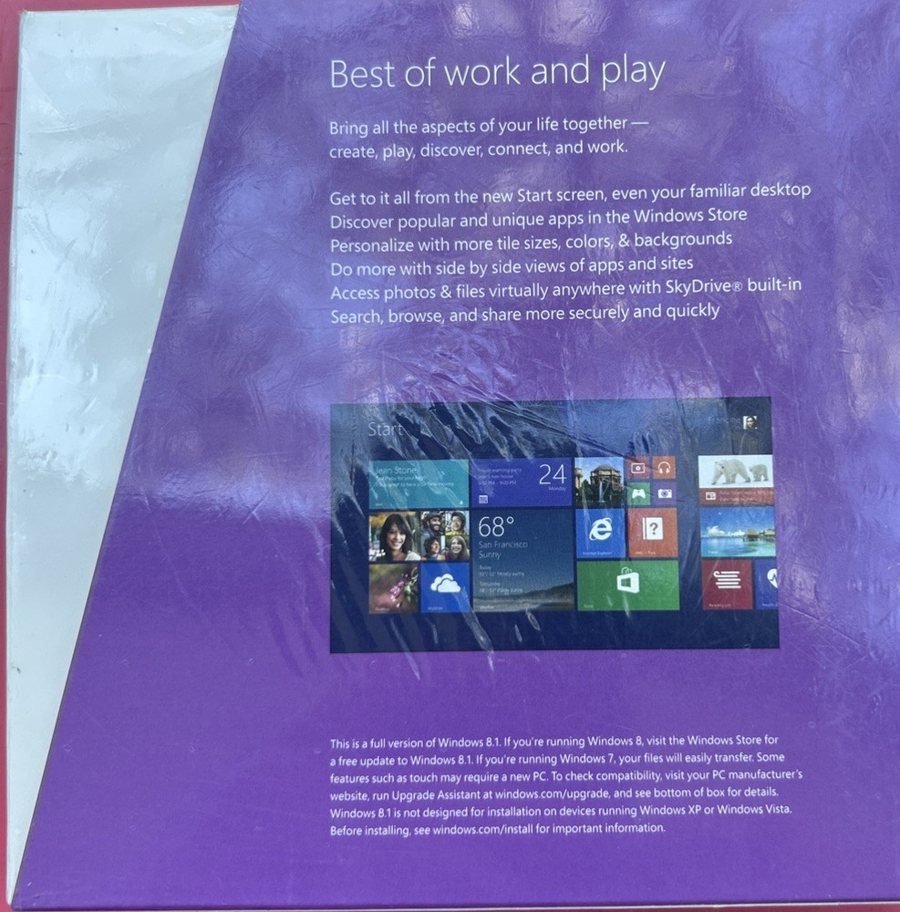 Microsoft Windows 8.1 Full Version 2013 NEW SEALED 32 And 64 Bit
