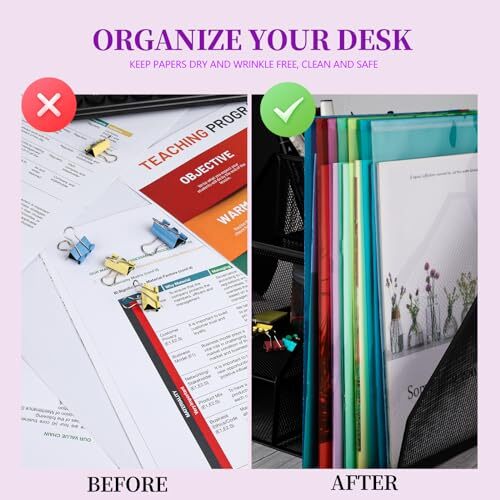 Plastic Envelopes, 8 Pack Plastic Folders for Documents, A4 Plastic File