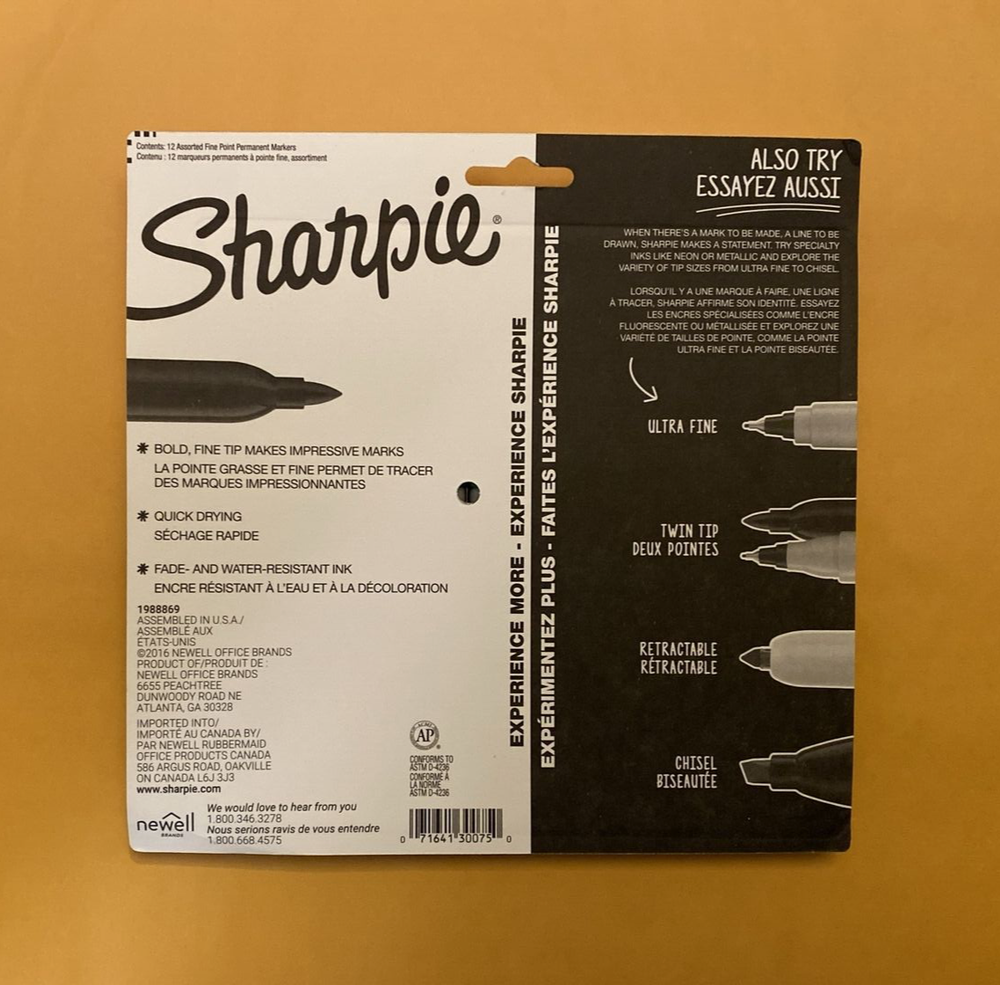 SHARPIE Permanent Markers, Fine Point, Assorted Colors, 12 Count