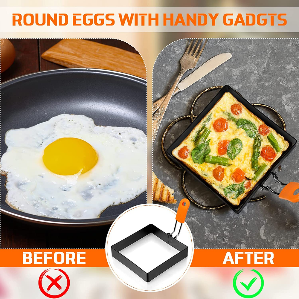 6 Pcs Professional Egg Ring Pancake Ring Set Stainless Steel Fried