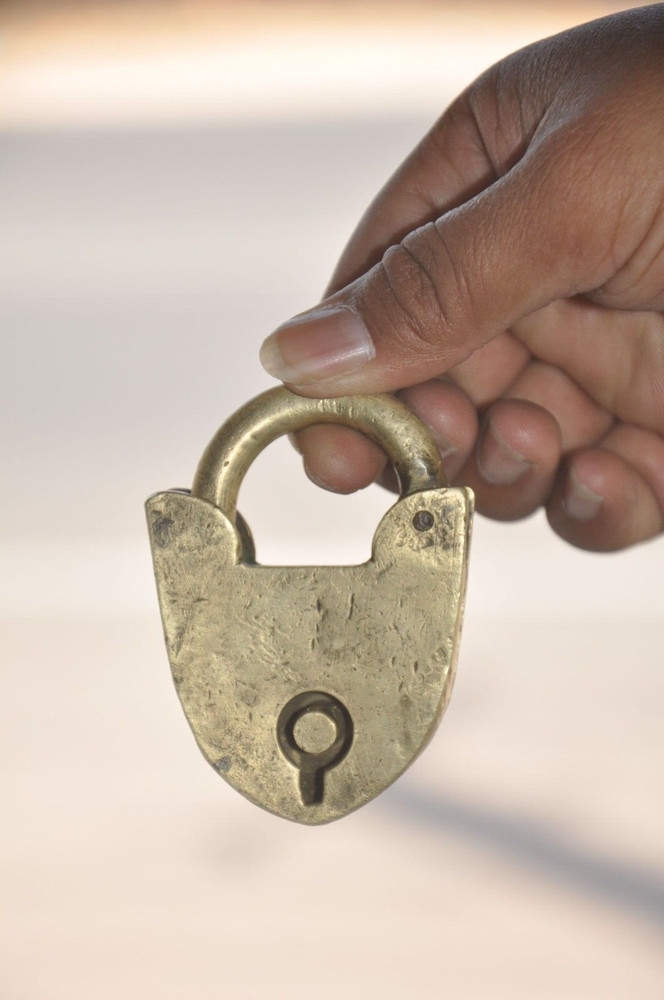 Vintage Unique Shape Brass Fine Handcrafted Unique Shape Padlock