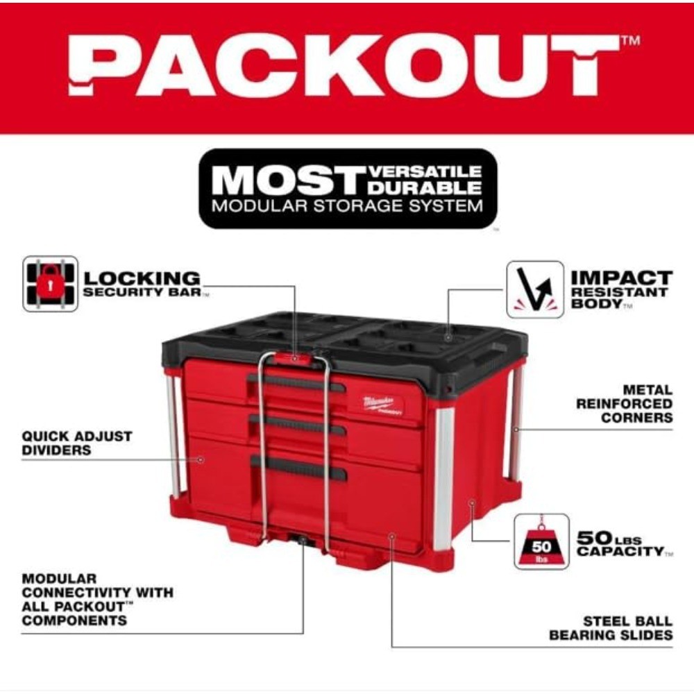 3 Drawer Stackable Tool Organizer Box with Multi-Deep Compartments