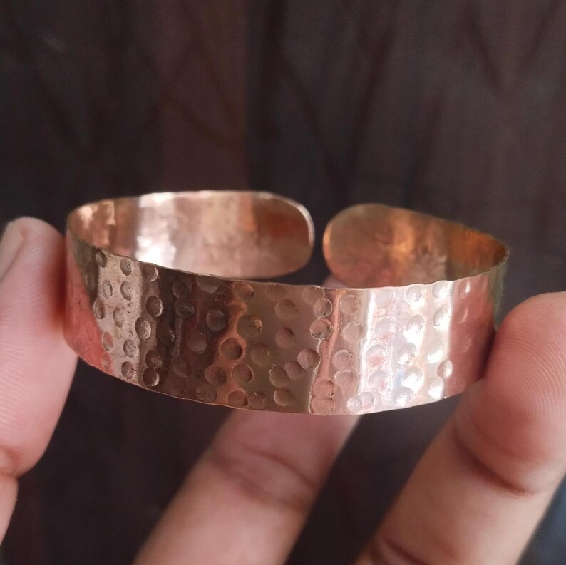 Solid Pure 100% Copper Adjustable Handmade  Hammered Unisex Bangle All Size P31