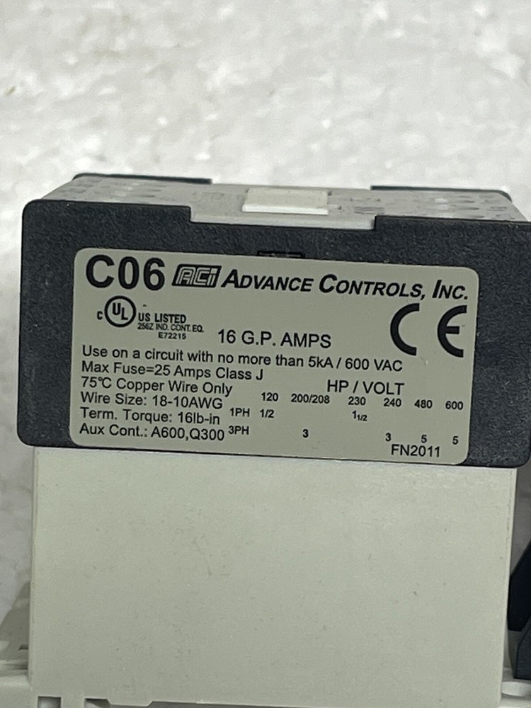 Advance Controls THERMAL OVERLOAD RELAY 133385 120 VAC 1.8-2.5 AMP