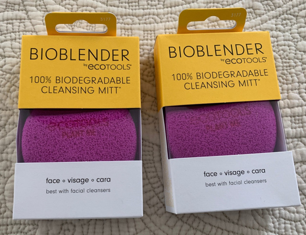 EcoTools BioBlender Cleansing Mitt, 2 Pack, 100% Biodegradable - FACE - NEW
